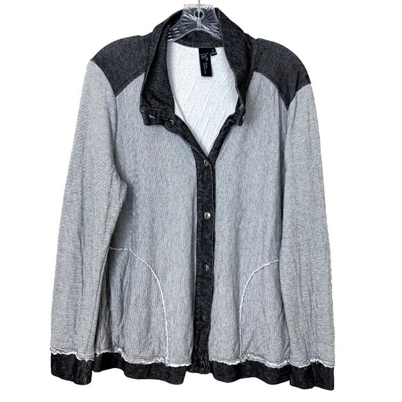 Focus Casual Life Womens M Jacket Cardigan Knit Gray Boho Button Pockets - Picture 1 of 12